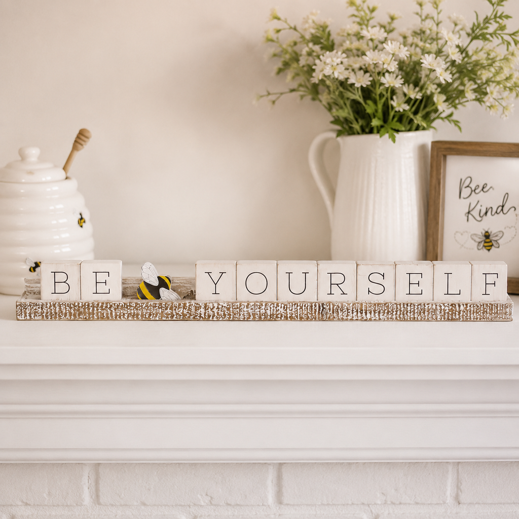 20" Wood Ledge Kit - Be Yourself | White, Gray and Yellow