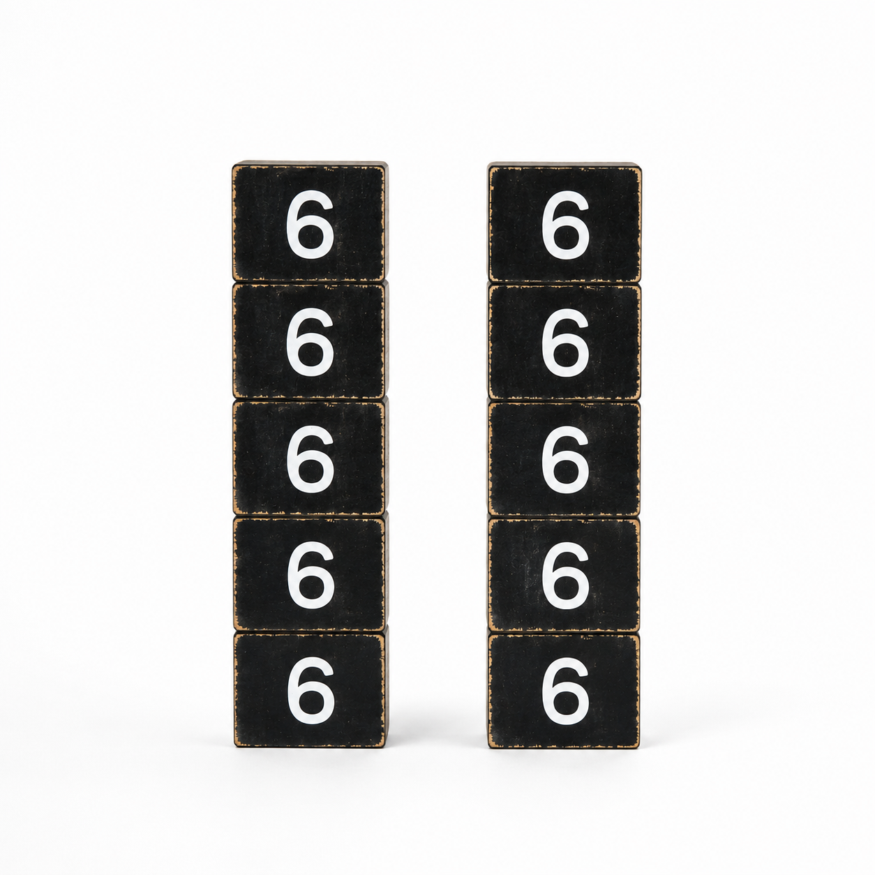 Wood Number Tiles - "6" Black & White (Set of 10) | Letterboard Collection