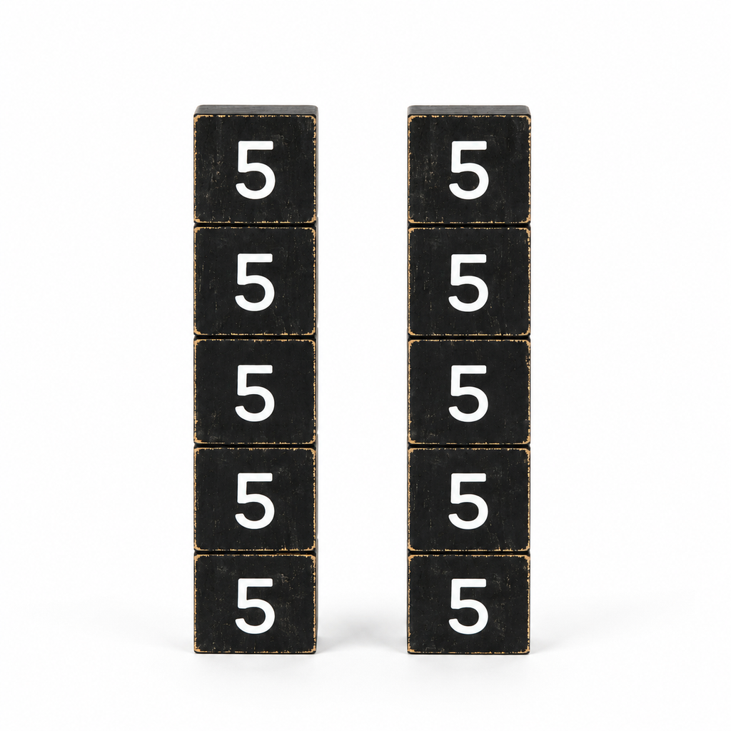 Wood Number Tiles - "5" Black & White (Set of 10) | Letterboard Collection