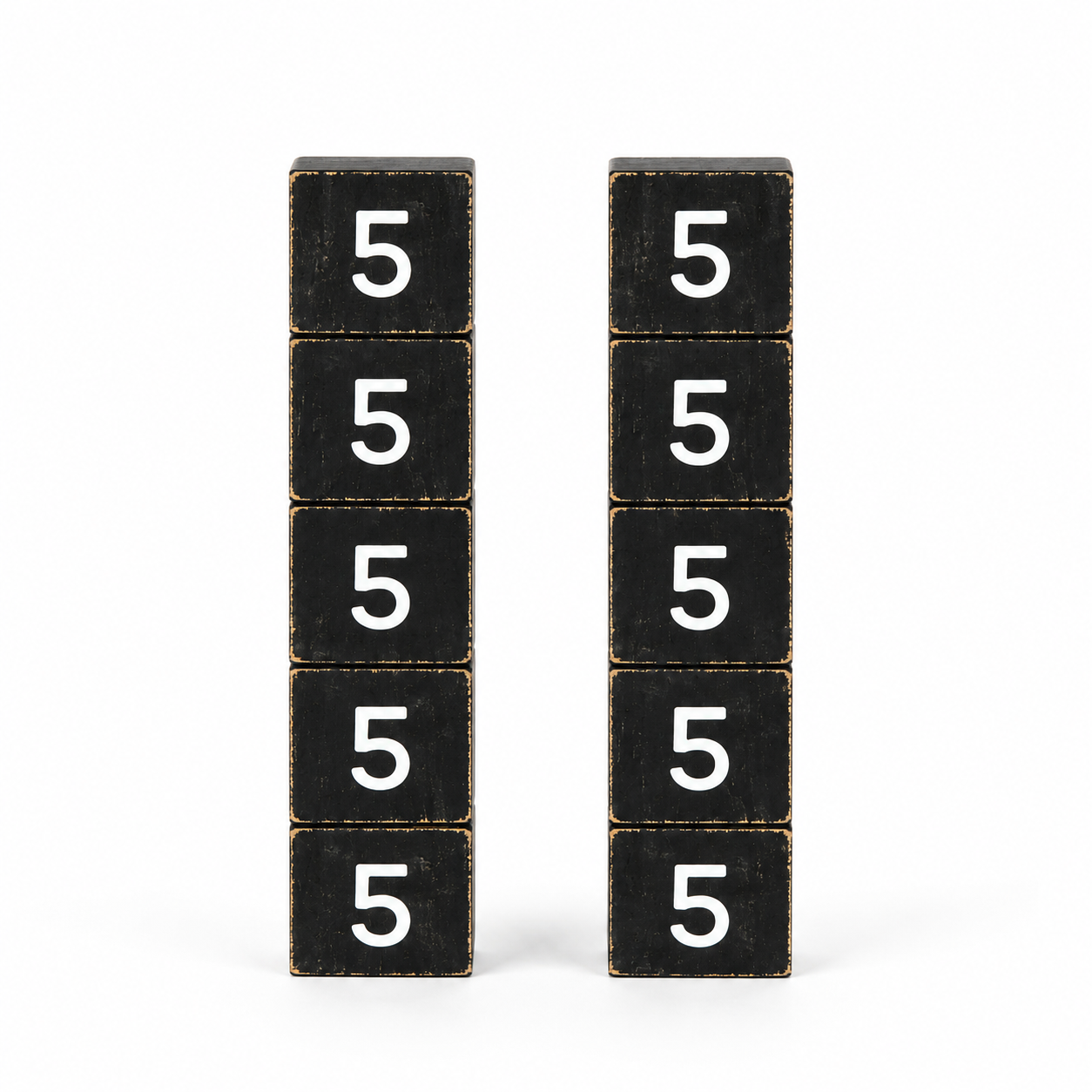 Wood Number Tiles - "5" Black & White (Set of 10) | Letterboard Collection