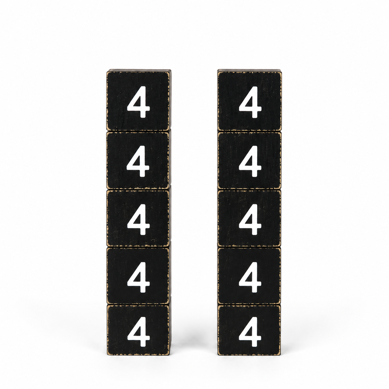 Wood Number Tiles - "4" Black & White (Set of 10) | Letterboard Collection