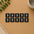 Wood Number Tiles - "3" Black & White (Set of 10) | Letterboard Collection