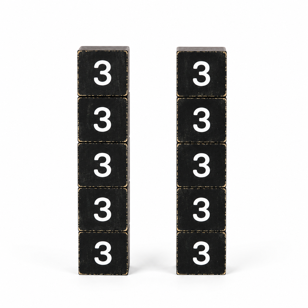 Wood Number Tiles - "3" Black & White (Set of 10) | Letterboard Collection