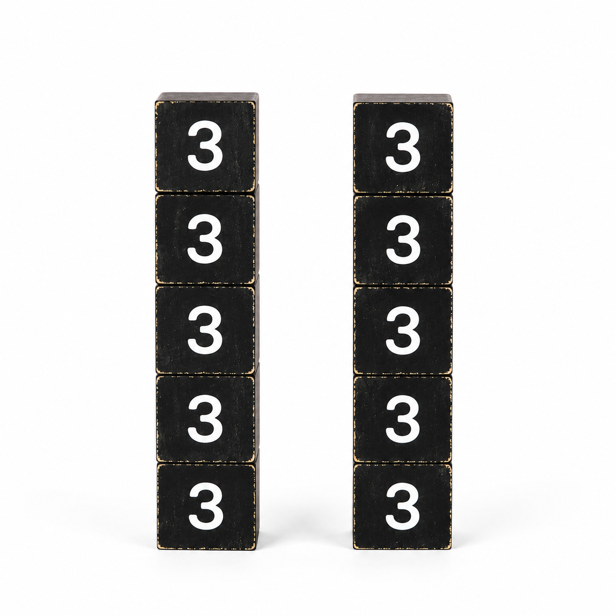 Wood Number Tiles - "3" Black & White (Set of 10) | Letterboard Collection