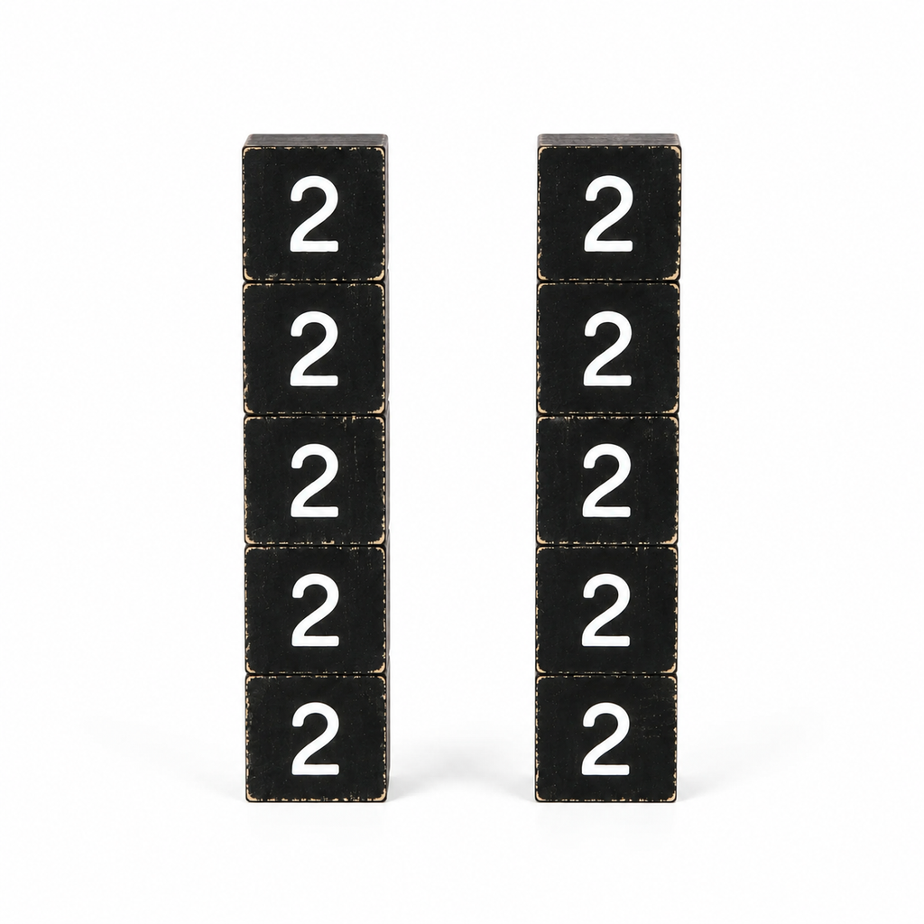 Wood Number Tiles - "2" Black & White (Set of 10) | Letterboard Collection