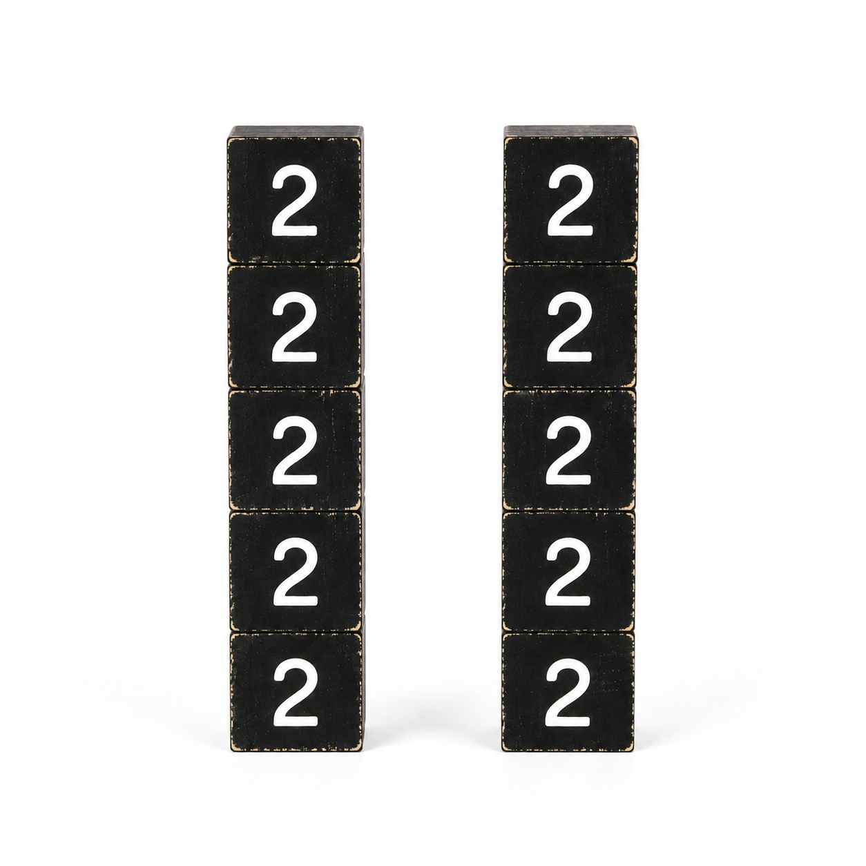 Wood Number Tiles - "2" Black & White (Set of 10) | Letterboard Collection