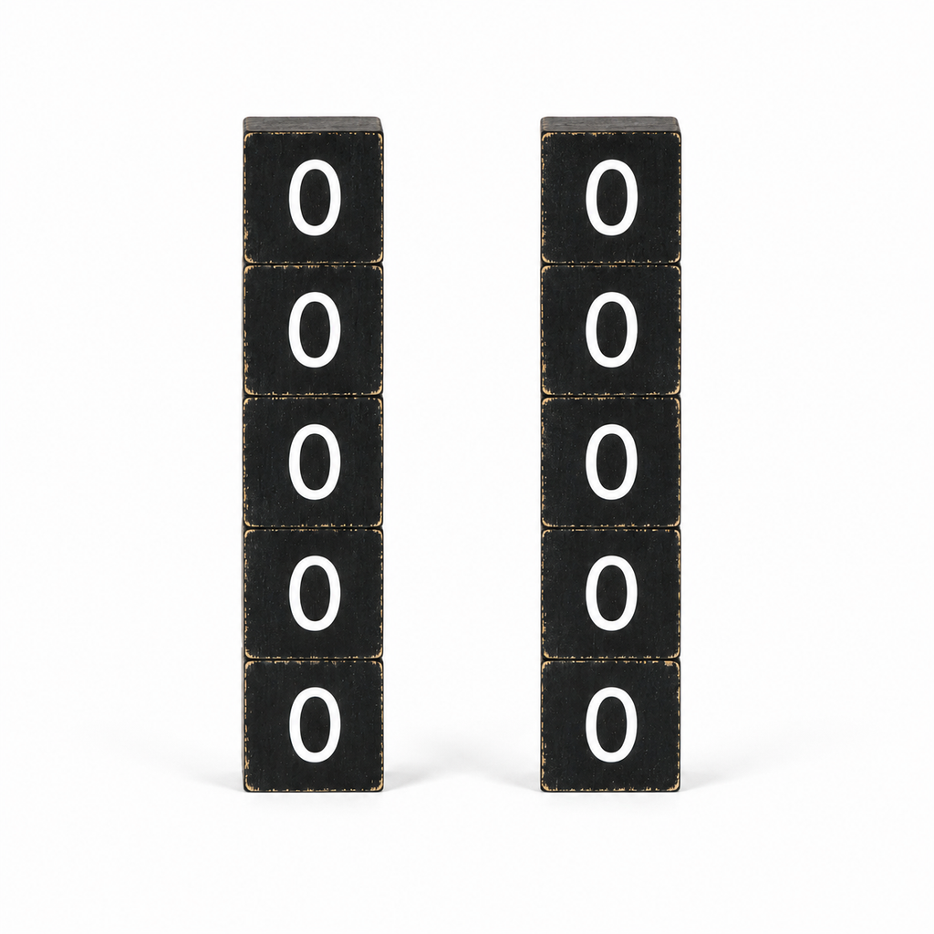 Wood Number Tiles - "0" Black & White (Set of 10) | Letterboard Collection