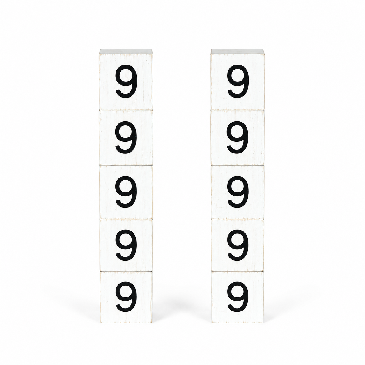 Wood Number Tiles - "9" White & Black (Set of 10) | Letterboard Collection