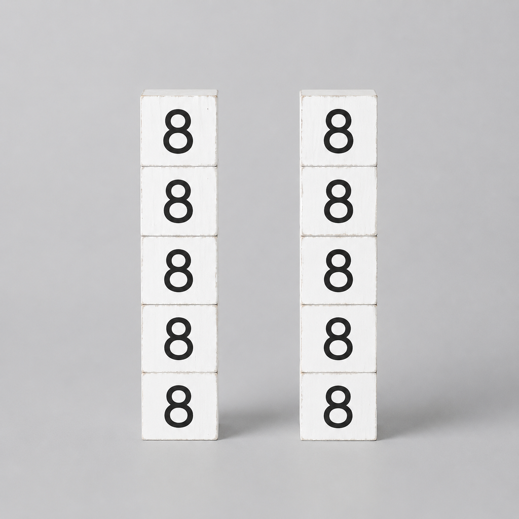 Wood Number Tiles - "8" White & Black (Set of 10) | Letterboard Collection
