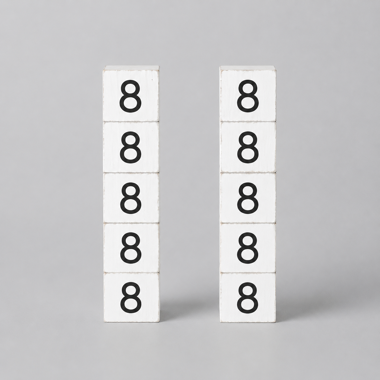 Wood Number Tiles - "8" White & Black (Set of 10) | Letterboard Collection