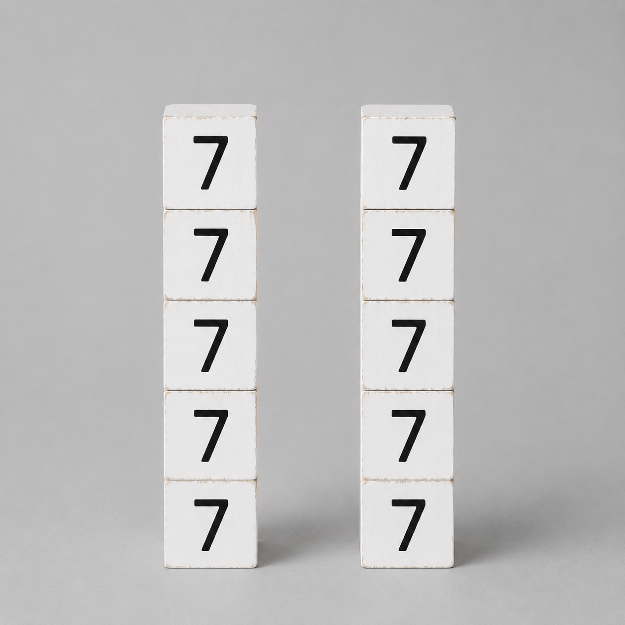 Wood Number Tiles - "7" White & Black (Set of 10) | Letterboard Collection