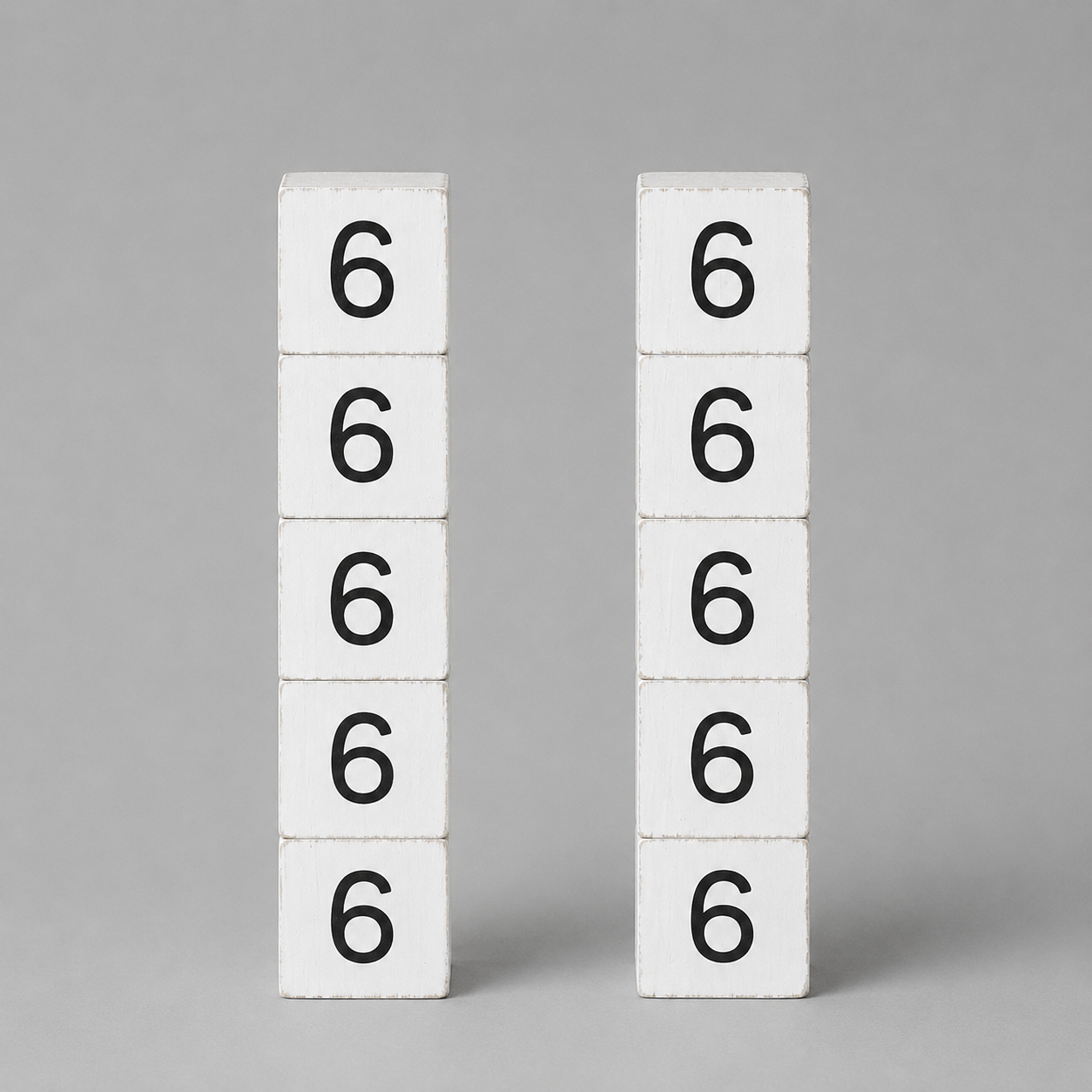 Wood Number Tiles - "6" White & Black (Set of 10) | Letterboard Collection