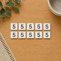 Wood Number Tiles - "5" White & Black (Set of 10) | Letterboard Collection