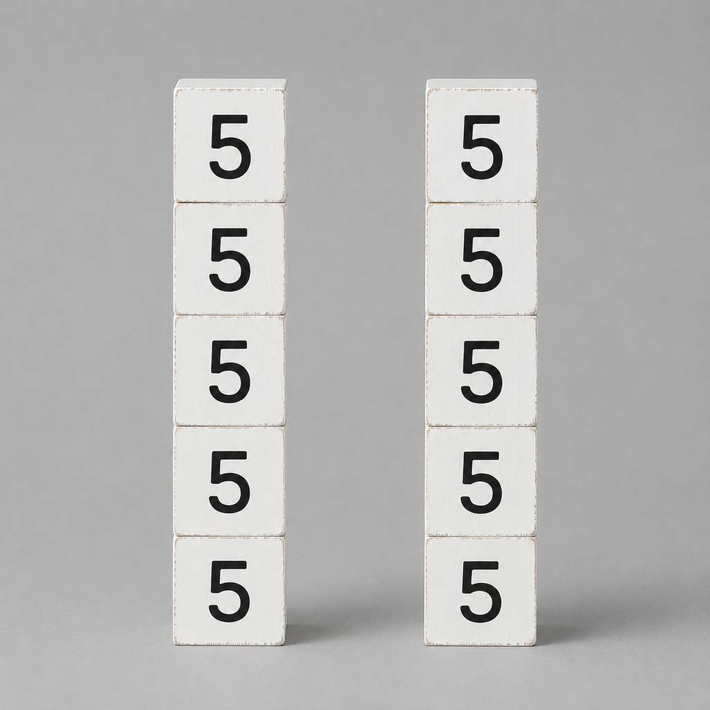 Wood Number Tiles - "5" White & Black (Set of 10) | Letterboard Collection