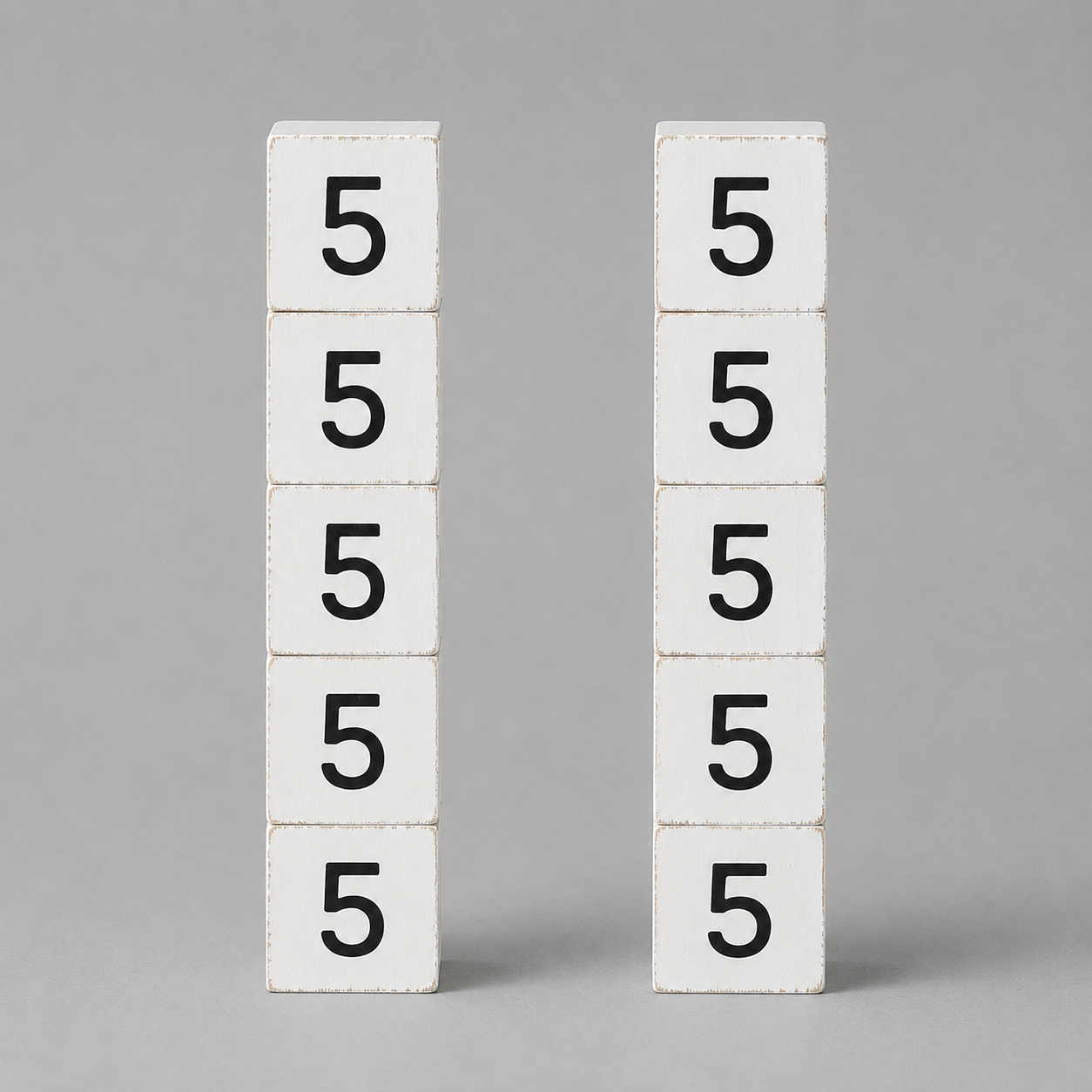 Wood Number Tiles - "5" White & Black (Set of 10) | Letterboard Collection