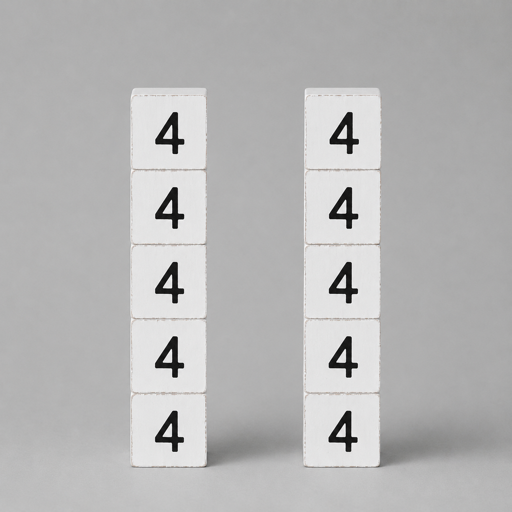 Wood Number Tiles - "4" White & Black (Set of 10) | Letterboard Collection