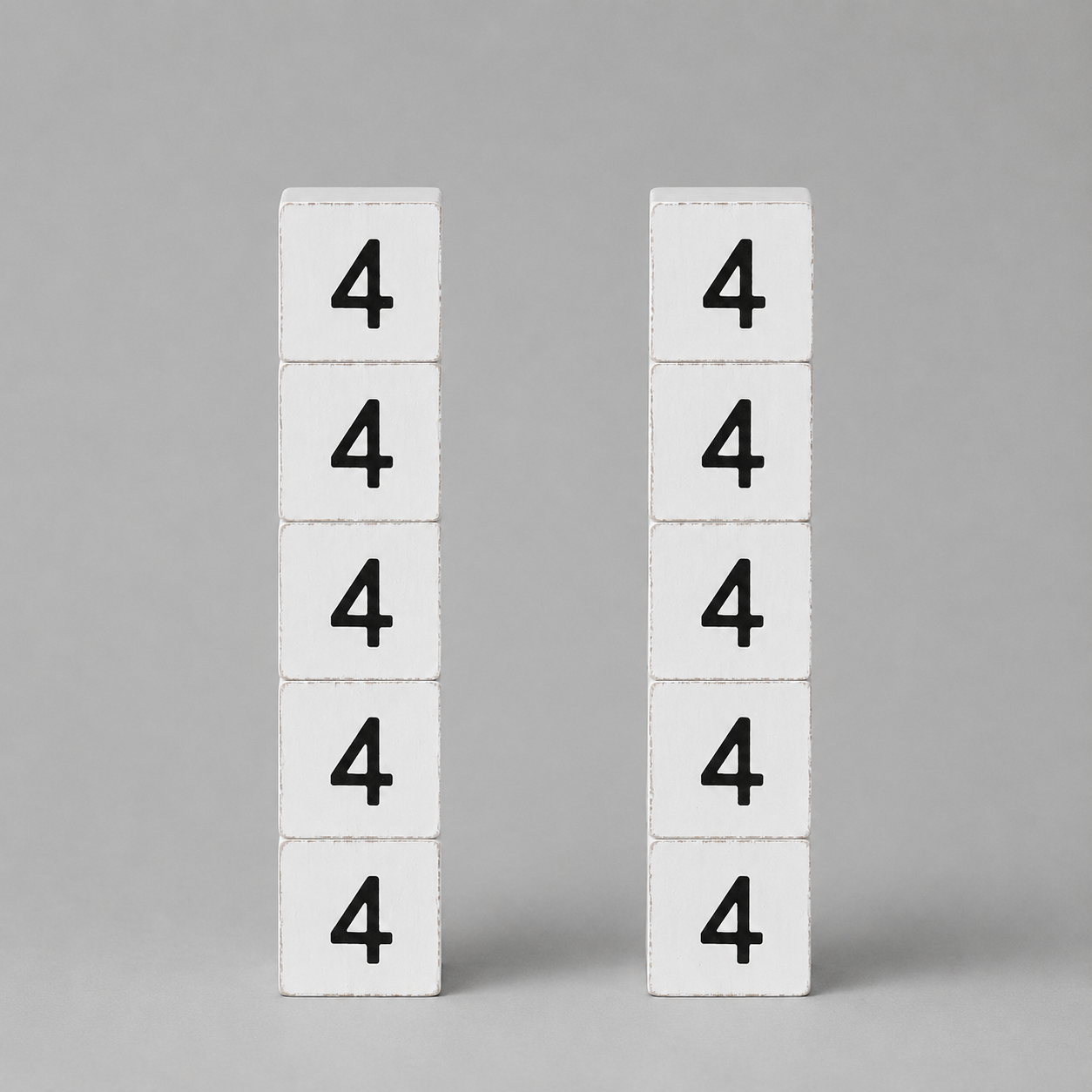 Wood Number Tiles - "4" White & Black (Set of 10) | Letterboard Collection