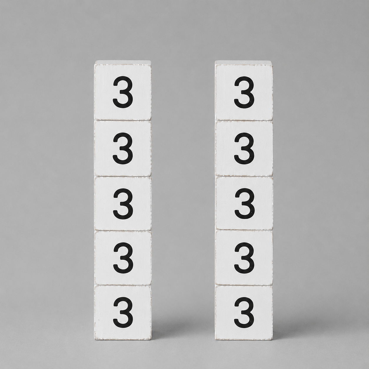 Wood Number Tiles - "3" White & Black (Set of 10) | Letterboard Collection