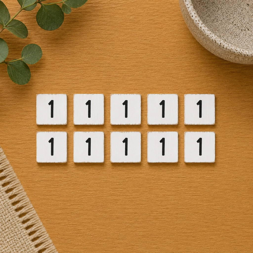 Wood Number Tiles - "1" White & Black (Set of 10) | Letterboard Collection