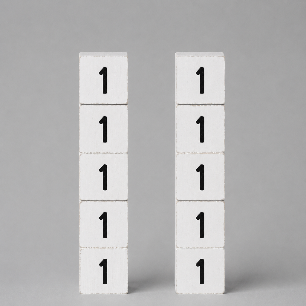 Wood Number Tiles - "1" White & Black (Set of 10) | Letterboard Collection