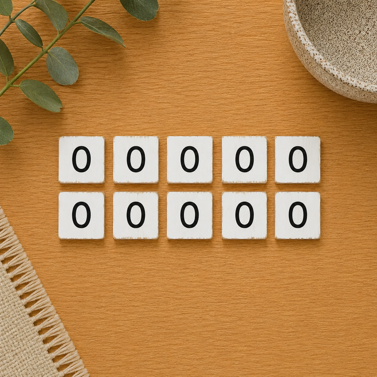 Wood Number Tiles - "0" White & Black (Set of 10) | Letterboard Collection