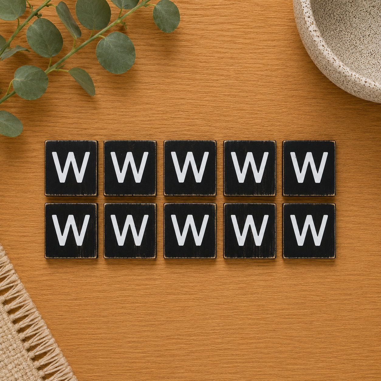 Wood Letter Tiles - "W" Black & White (Set of 10) | Letterboard Collection