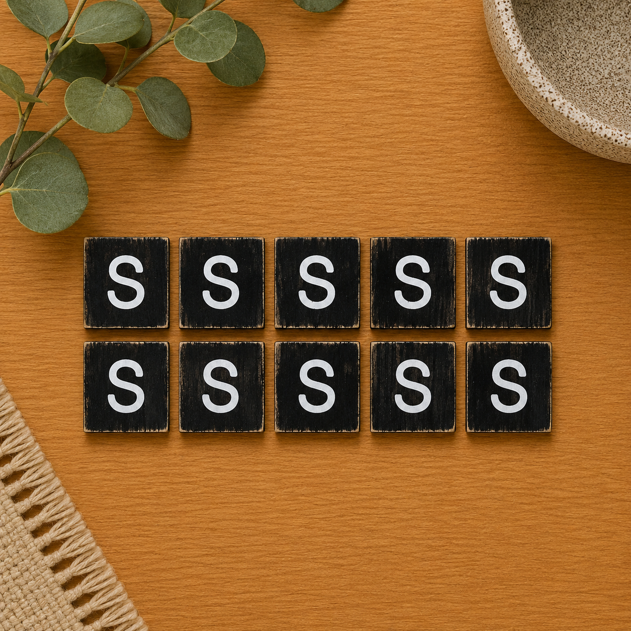 Wood Letter Tiles - "S" Black & White (Set of 10) | Letterboard Collection