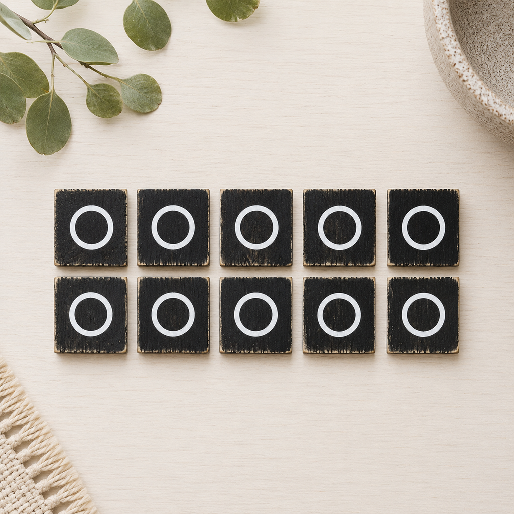 Wood Letter Tiles - "O" Black & White (Set of 10) | Letterboard Collection