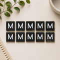 Wood Letter Tiles - "M" Black & White (Set of 10) | Letterboard Collection