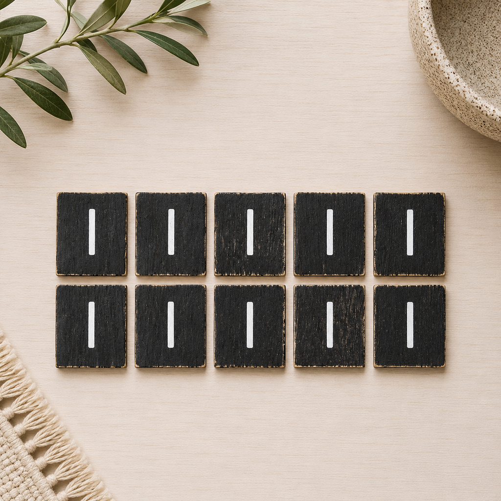 Wood Letter Tiles - "I" Black & White (Set of 10) | Letterboard Collection