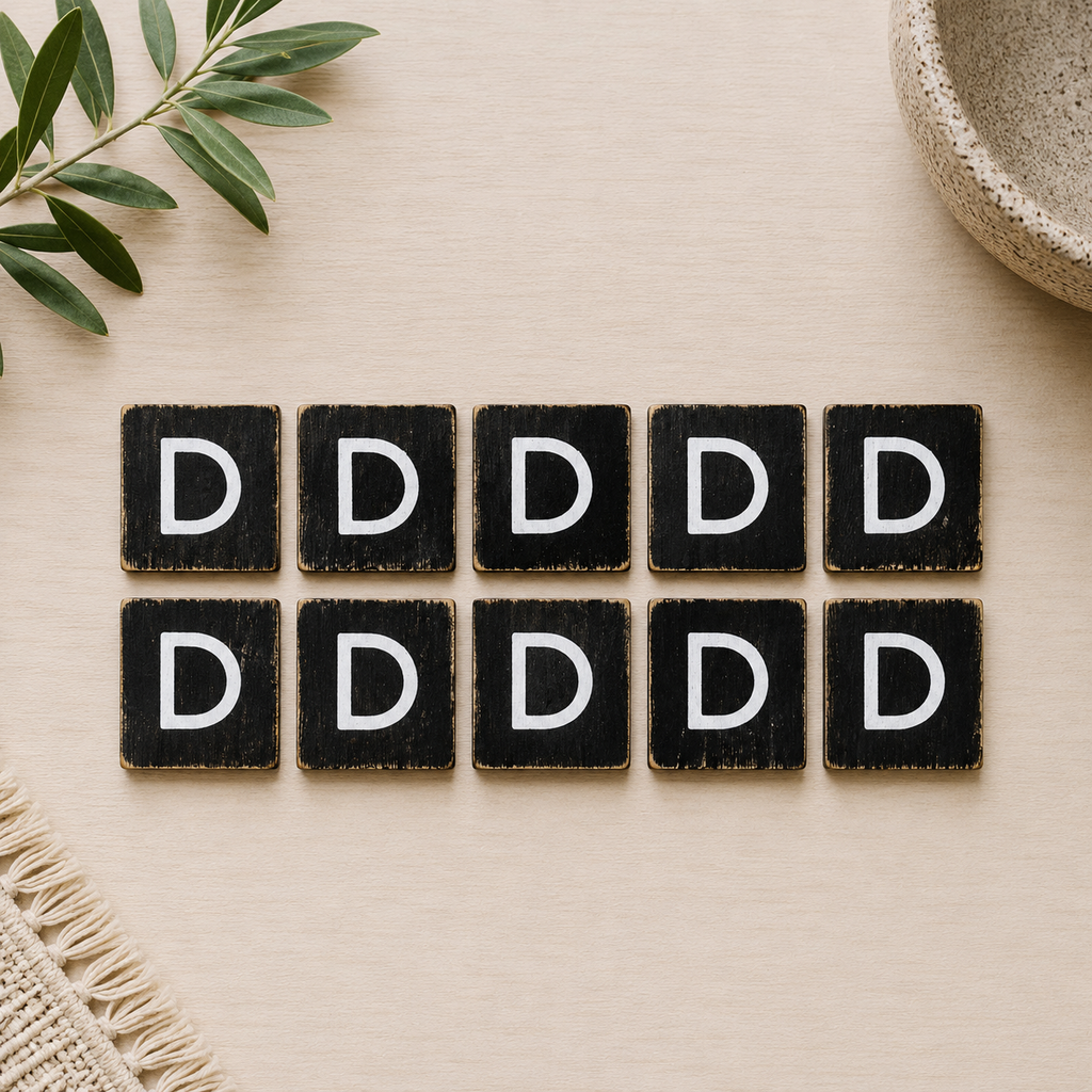 Wood Letter Tiles - "D" Black & White (Set of 10) | Letterboard Collection