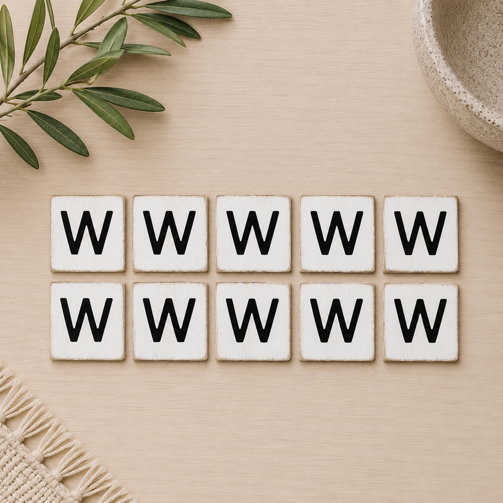 Wood Letter Tiles - "W" White & Black (Set of 10) | Letterboard Collection