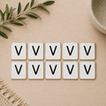 Wood Letter Tiles - "V" White & Black (Set of 10) | Letterboard Collection