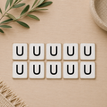 Wood Letter Tiles - "U" White & Black (Set of 10) | Letterboard Collection
