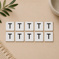 Wood Letter Tiles - "T" White & Black (Set of 10) | Letterboard Collection