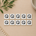 Wood Letter Tiles - "Q" White & Black (Set of 10) | Letterboard Collection
