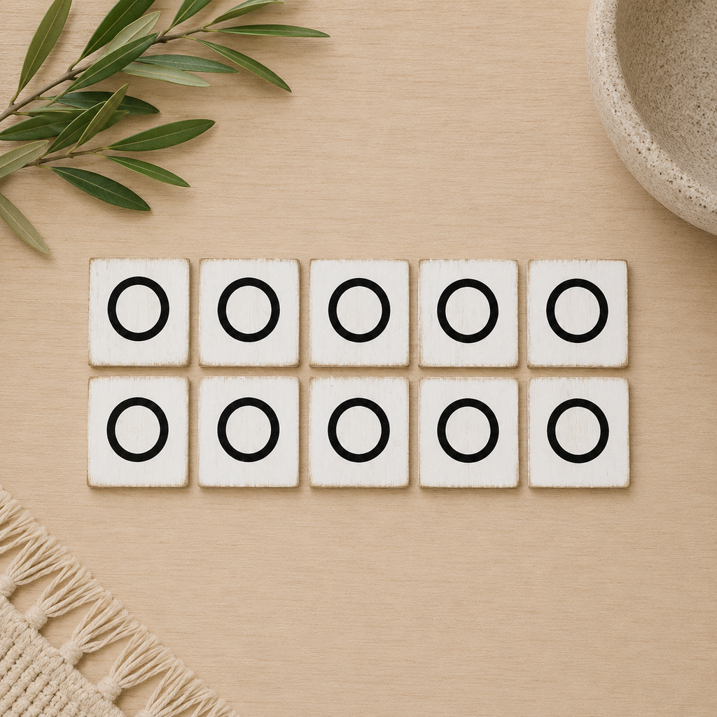 Wood Letter Tiles - "O" White & Black (Set of 10) | Letterboard Collection