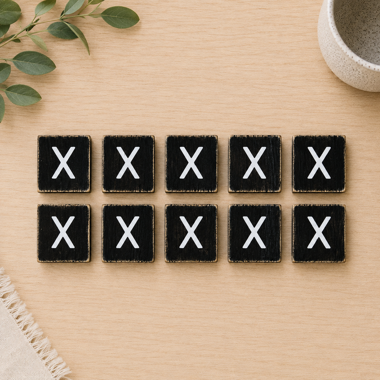 Wood Letter Tiles - "X" Black & White (Set of 10) | Letterboard Collection