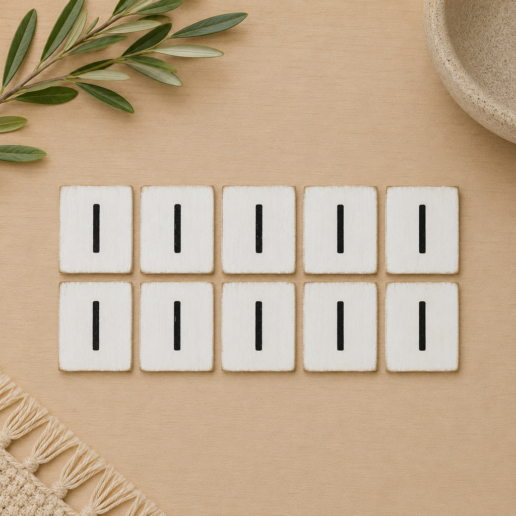 Wood Letter Tiles - "I" White & Black (Set of 10) | Letterboard Collection