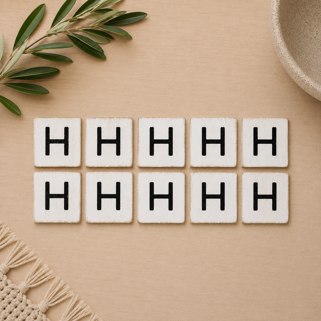 Wood Letter Tiles - "H" White & Black (Set of 10) | Letterboard Collection