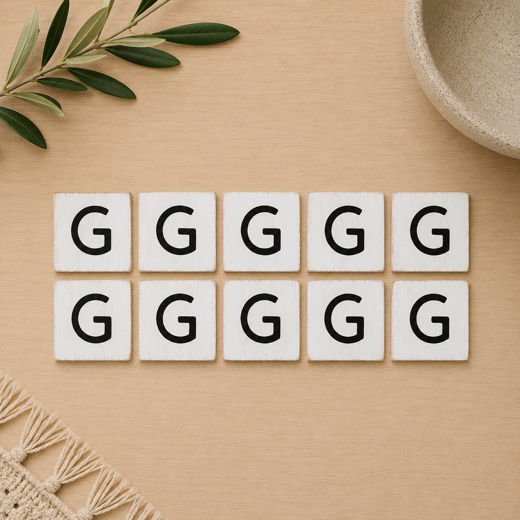 Wood Letter Tiles - "G" White & Black (Set of 10) | Letterboard Collection