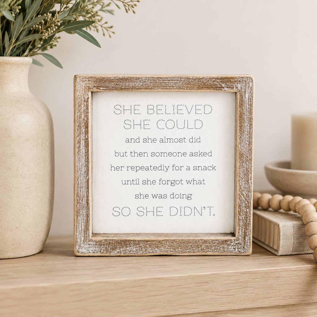 6" Reversible Wood Frame Sign - Believe/Pajamas | Mom's House Collection