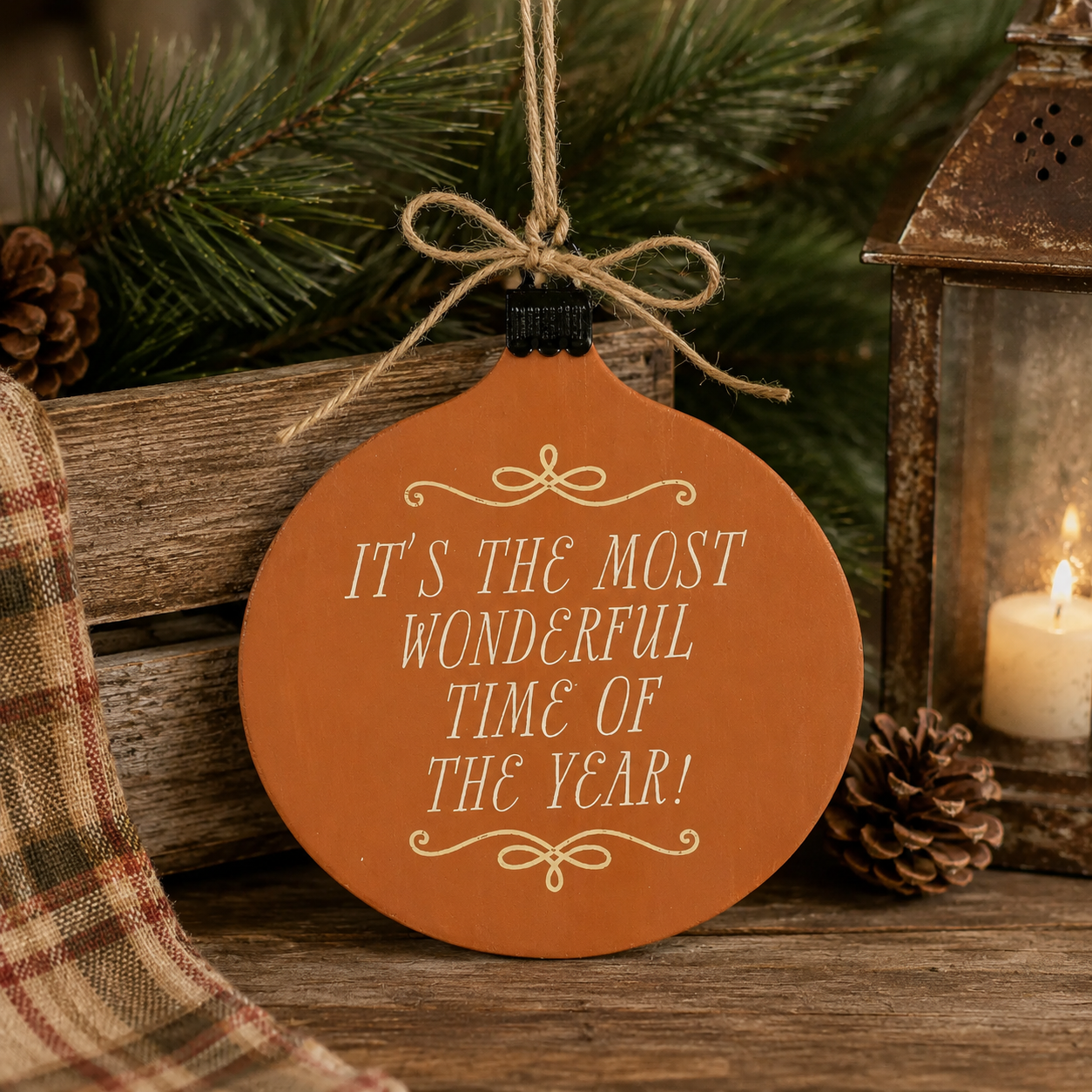 7" Wood Hanging Plaque - It's The Most Wonderful Time Of The Year | Multicolor