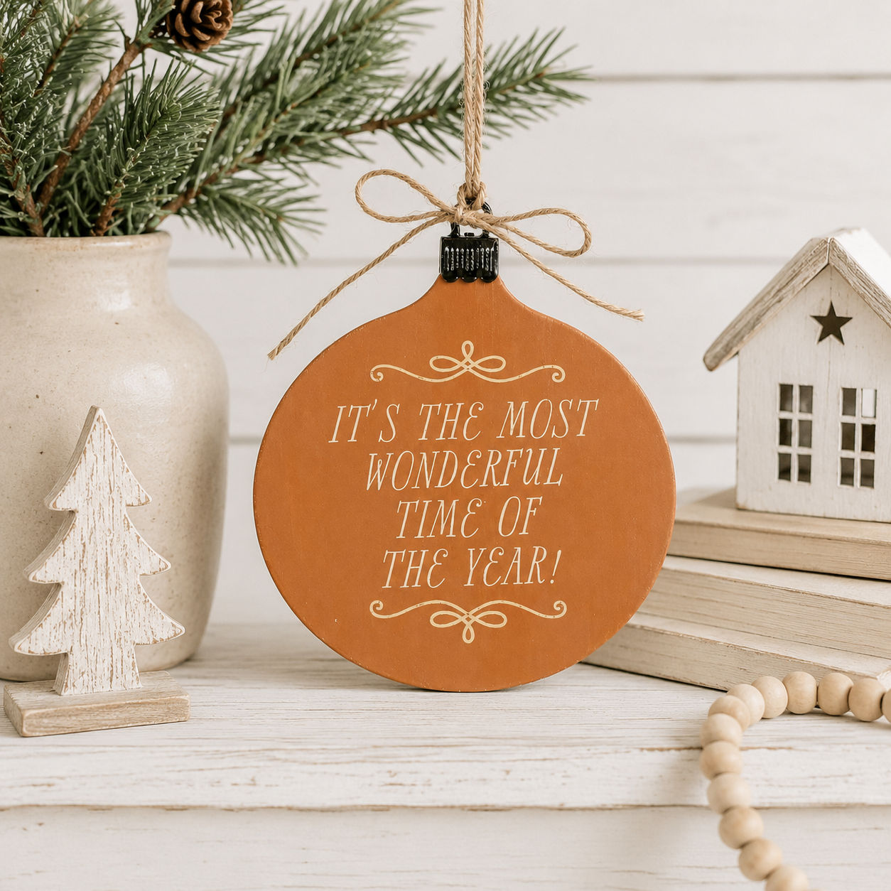 7" Wood Hanging Plaque - It's The Most Wonderful Time Of The Year | Multicolor