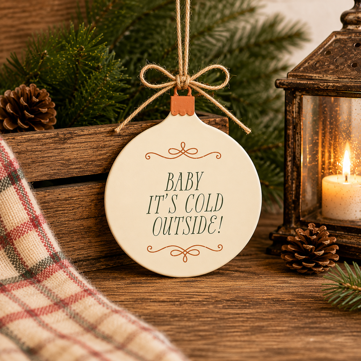 7" Wood Hanging Plaque - Baby It's Cold Outside | Multicolor