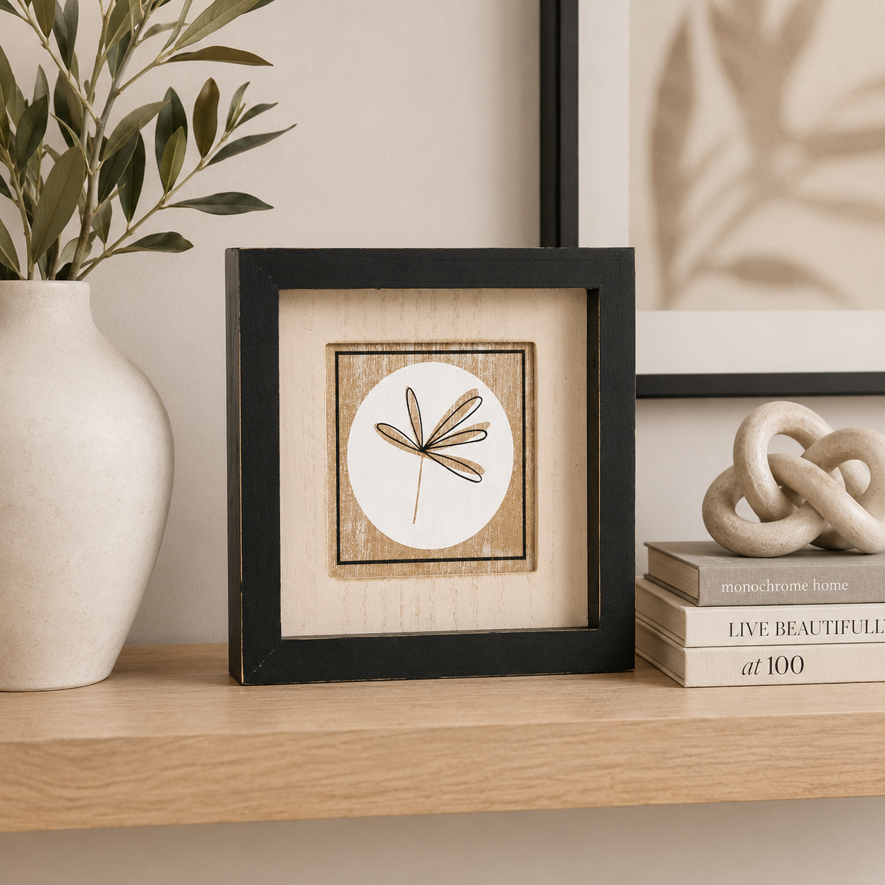 8" Reversible Wood Frame Sign - Stem/Circle | Multicolor | Neutral Mod Collection