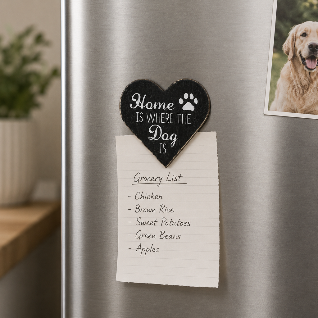 4" Wood Magnet - Home Is Where The Dog Is | Black and White | Fur Babies Collection
