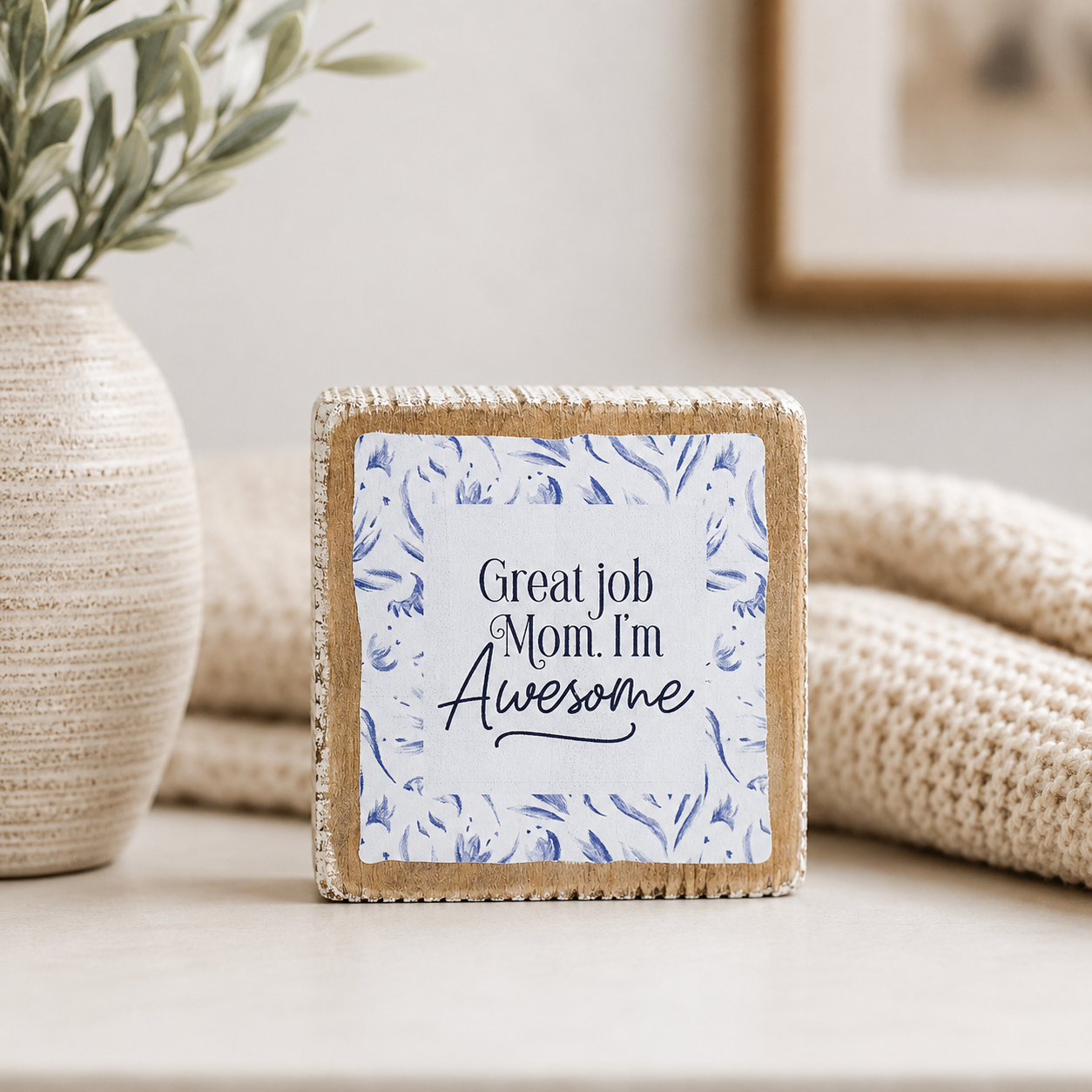 3" Reversible Wood Frame Sign - Awesome/Mom | Mother's Day Collection