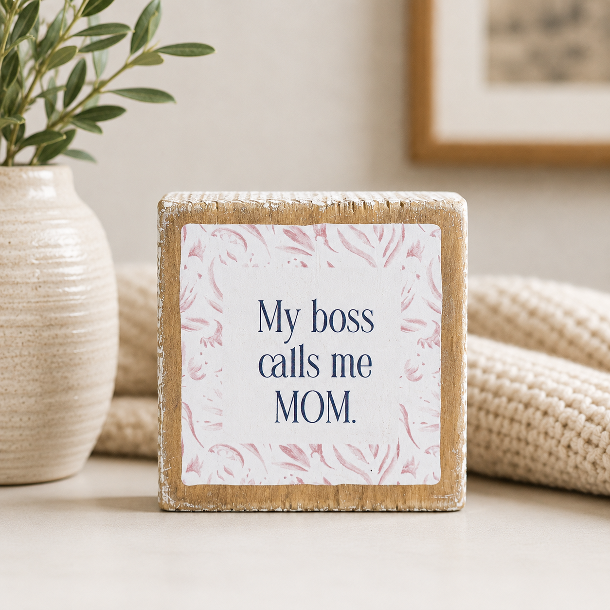 3" Reversible Wood Frame Sign - Awesome/Mom | Mother's Day Collection
