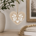 5" Reversible Wood Ornament - Heart | Brown and Tan